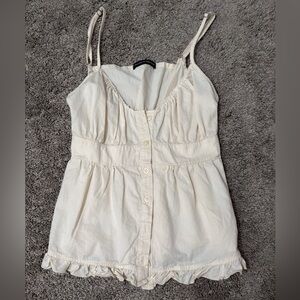 Brandy Melville Cream Button-Down Tank Top
